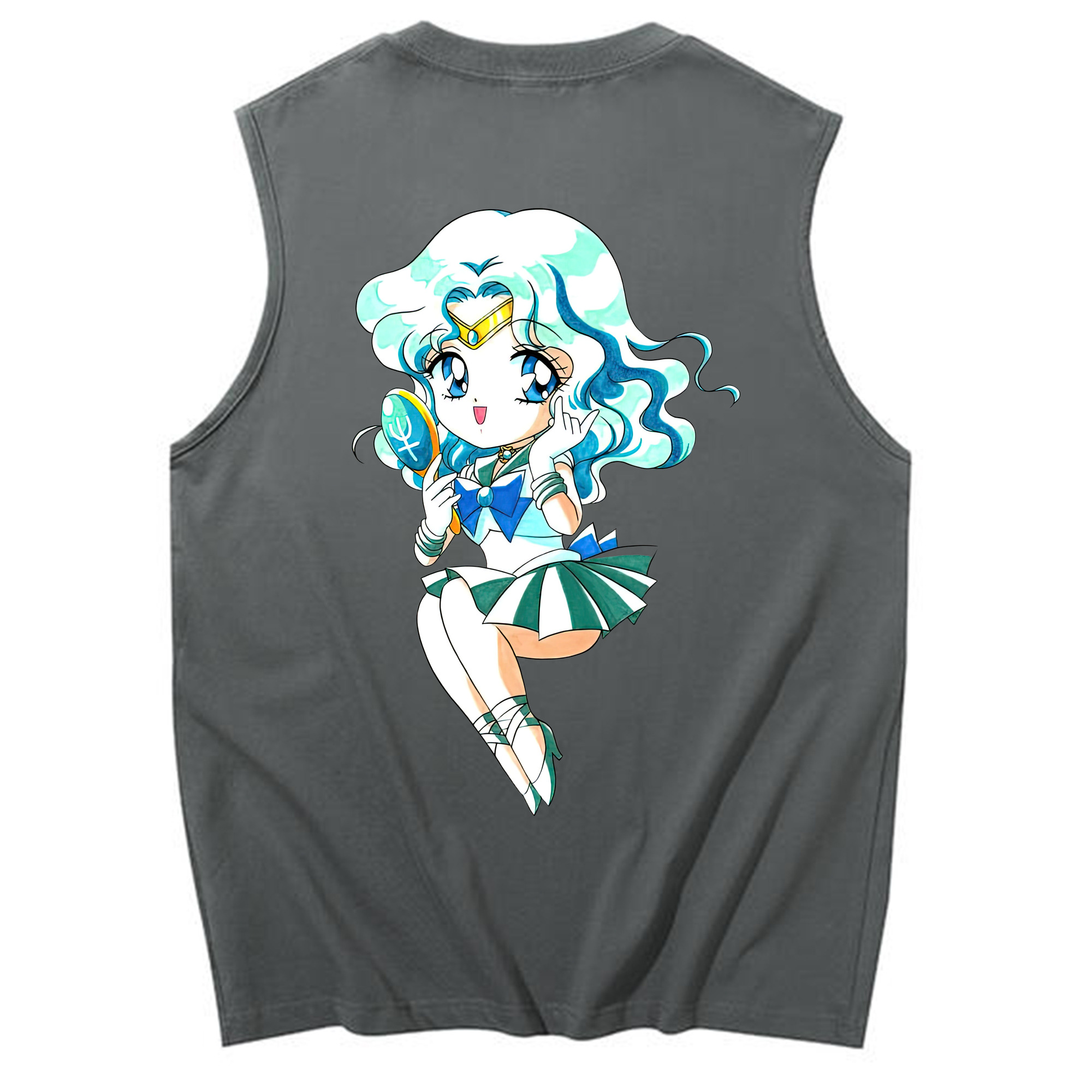 （画像用） 美少女戦士セーラームーン 海王 みちる（かいおう みちる） Sailor Moon Kaiou Michiru コットン100％タンクトップ（背面プリント）